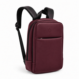 Daybook Backpack – Burgundy, three-quarter view – ECADRA