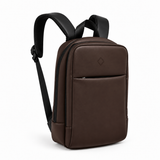 Daybook Backpack – Chocolate Brown, three-quarter view – ECADRA