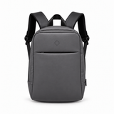 Daybook Backpack – Grey faux leather laptop backpack – شنطة ضهر لابتوب حريمي رمادي – ECADRA
