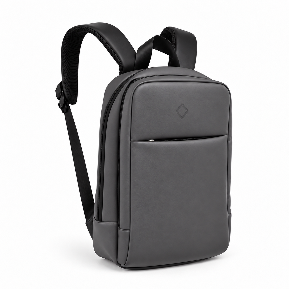 Daybook Backpack – Grey, three-quarter view – ECADRA