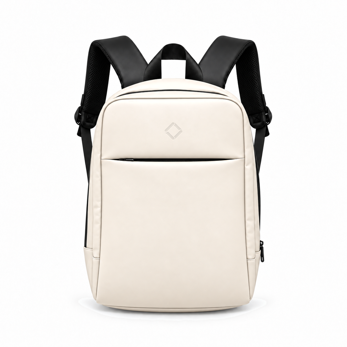 Daybook Backpack – Ivory faux leather laptop backpack – شنطة ضهر لابتوب حريمي أوف وايت – ECADRA