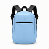 Daybook Backpack – Light Blue faux leather laptop backpack – شنطة ضهر لابتوب حريمي بيبي بلو – ECADRA