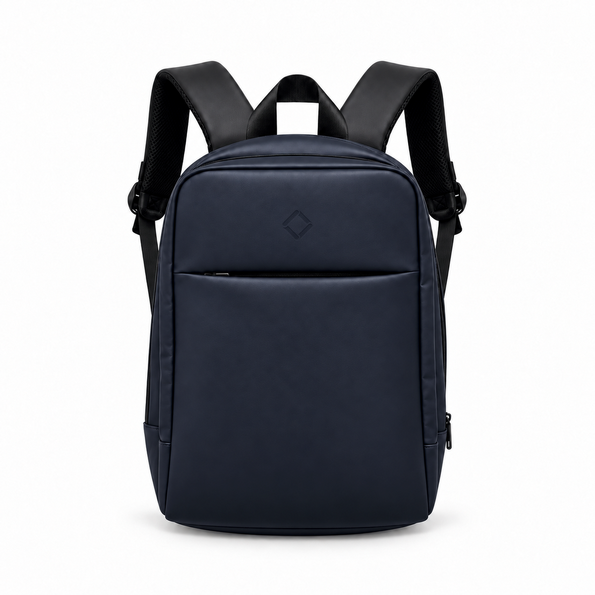 Daybook Backpack – Navy Blue faux leather laptop backpack – شنطة ضهر لابتوب حريمي كحلي – ECADRA