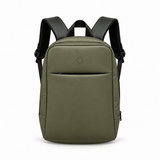 Daybook Backpack – Olive faux leather laptop backpack – شنطة ضهر لابتوب حريمي زيتي – ECADRA