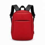 Daybook Backpack – Red faux leather laptop backpack – شنطة ضهر لابتوب حريمي أحمر – ECADRA