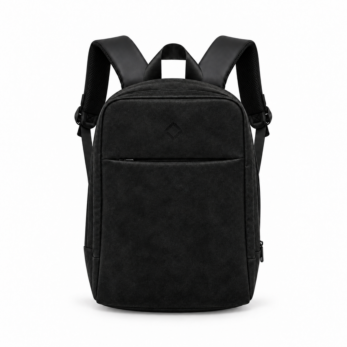 Daybook Backpack – Faux Suede – Black faux suede laptop backpack – شنطة ضهر لابتوب حريمي أسود – ECADRA