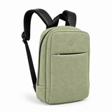 Daybook Backpack – Faux Suede – Pistachio, three-quarter view – ECADRA