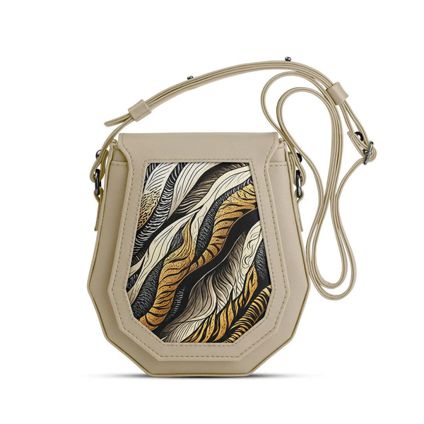 Beige Polygon Crossbags CONNECTED – شنطة كروس صغيرة – ECADRA