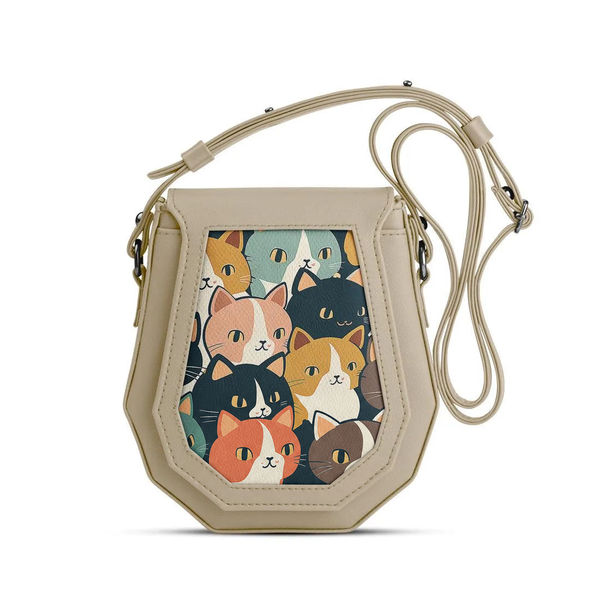 Beige Polygon Crossbags Kitties – شنطة كروس صغيرة – ECADRA