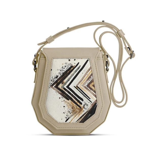 Beige Polygon Crossbags Left – شنطة كروس صغيرة – ECADRA