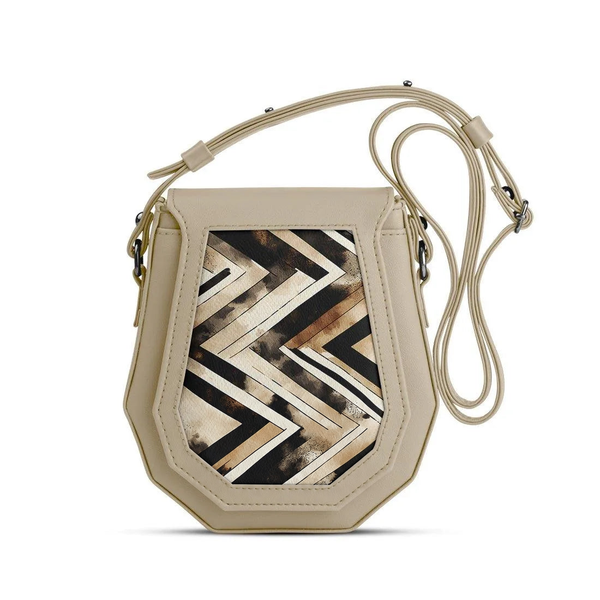 Beige Polygon Crossbags Zig Zag – شنطة كروس صغيرة – ECADRA