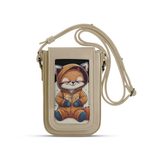 Beige Tagged Crossbag Fox – شنطة كروس للموبايل مرسوم عليها تعلب – ECADRA