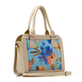 Beige Travel Hobo Bag Blue Floral