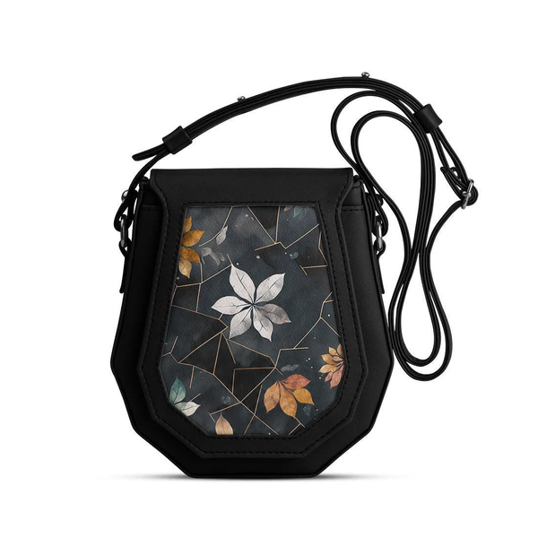 Black Polygon Crossbags Dark Floral – شنطة كروس صغيرة مرسوم عليها ورد – ECADRA