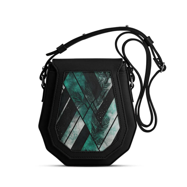 Black Polygon Crossbags Dark Leafs – شنطة كروس صغيرة مرسوم عليها ورق شجر – ECADRA