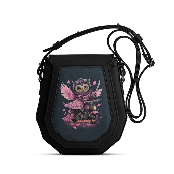 Black Polygon Crossbags Moto Owl – شنطة كروس صغيرة مرسوم عليها بومة – ECADRA