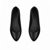 Black Solid Round Toe – كوتشي فلات حريمي جلد أسود – ECADRA