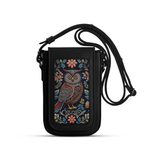 Black Tagged Crossbag Owl – شنطة كروس للموبايل مرسوم عليها بومة – ECADRA