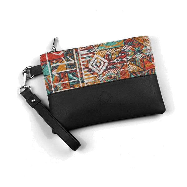 Black Toiletry Pouch African Art – شنطة ميكب صغيرة مرسوم عليها نقشة أفريقي – ECADRA