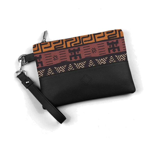 Black Toiletry Pouch African Pattern – شنطة ميكب صغيرة مرسوم عليها نقشة أفريقي – ECADRA