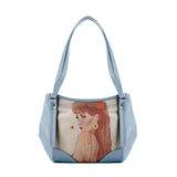 Blue Leather Tote Bag Brunette Beauty - CANVAEGYPT
