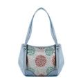 Blue Leather Tote Bag Dots