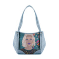 Blue Leather Tote Bag Extraterrestrial