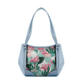 Blue Leather Tote Bag Flamingo