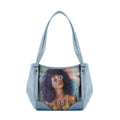 Blue Leather Tote Bag Flamingo Queen