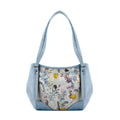 Blue Leather Tote Bag Floary