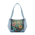 Blue Leather Tote Bag flower
