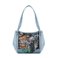 Blue Leather Tote Bag Full Wall