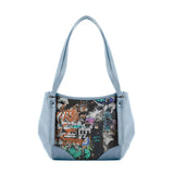 Blue Leather Tote Bag Full Wall - CANVAEGYPT