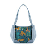 Blue Leather Tote Bag Jungle - CANVAEGYPT