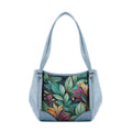 Blue Leather Tote Bag leaf