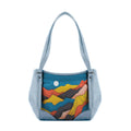 Blue Leather Tote Bag Mountain Fields