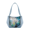 Blue Leather Tote Bag Peacock art