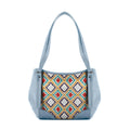 Blue Leather Tote Bag Pixely