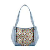 Blue Leather Tote Bag Pixely - CANVAEGYPT