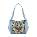 Blue Leather Tote Bag pretty lady