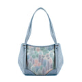 Blue Leather Tote Bag Prickly Pear