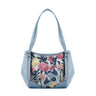 Blue Leather Tote Bag Roses Art