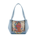 Blue Leather Tote Bag Save The Bees