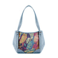 Blue Leather Tote Bag Sea Herbs