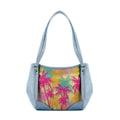 Blue Leather Tote Bag Summer Palm