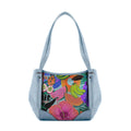 Blue Leather Tote Bag Summer Pattern