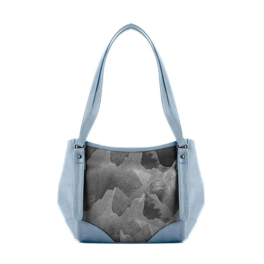 Blue Leather Tote Bag The Grey Rocks - CANVAEGYPT