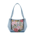Blue Leather Tote Bag Watercolor Gentle
