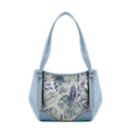 Blue Leather Tote Bag Watercolor Tropical