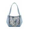 Blue Leather Tote Bag Watercolor Tropical